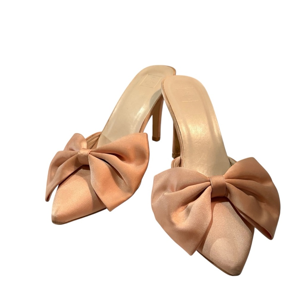 Big Bow Blush Satin Edwina Mules